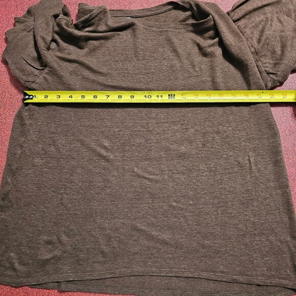 J. Jill Love Linen Brown Ruffle Sleeve Top L Boatneck Coastal Breathable Linen - Picture 6 of 8